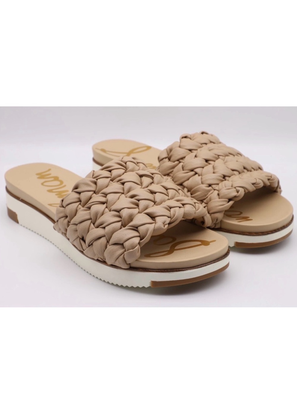 Sam Edelman Women's Ainslie Braided Slide Sandals in Beige - Casual Slips Size 6